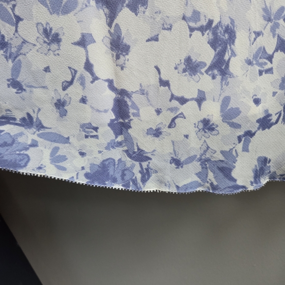 Reformation NWOT Topanga Blue Off White Floral Midi Sleevless Georgette Dress L - Picture 6 of 16